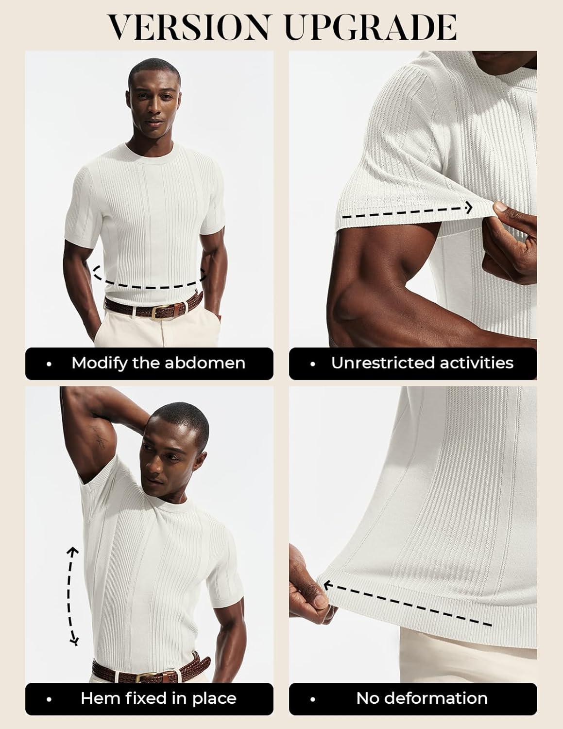 imagePJ PAUL JONES Mens TShirts Knit Tee Shirt Textured Crewneck Tee Short Sleeves T ShirtWhite
