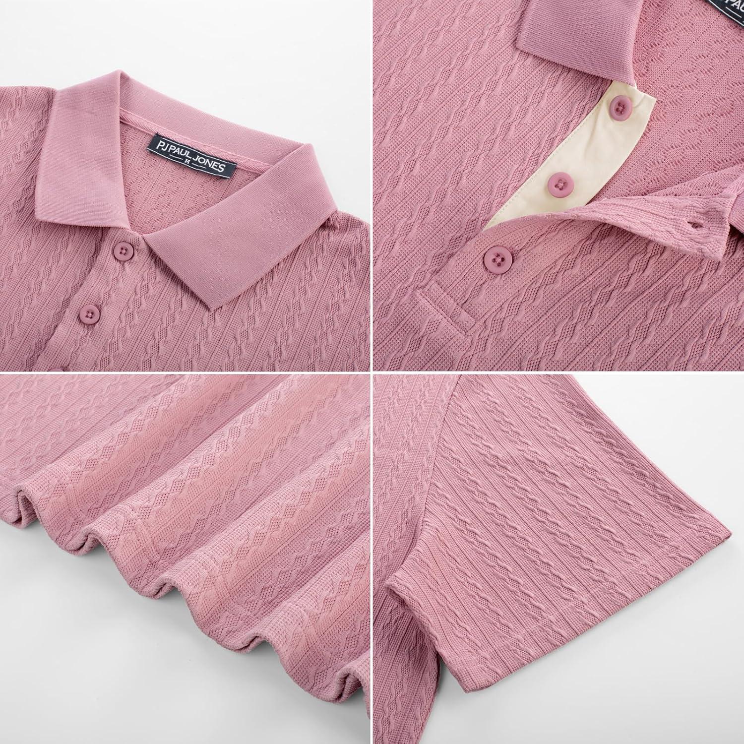 imagePJ PAUL JONES Mens Textured Short Sleeve Polo ShirtPink