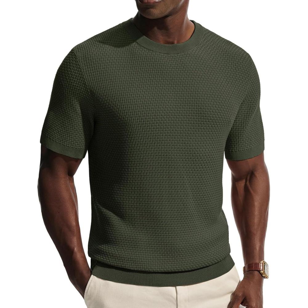imagePJ PAUL JONES Mens TShirts Casual Short Sleeve Crewneck Knit Tee ShirtsArmy Green