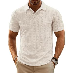 PJ PAUL JONES Mens Polo Shirts Short Sleeve Casual Collared Summer Vacation Shirts Golf Polo Shirts(Light Apricot)