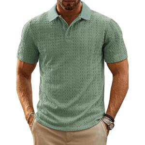 PJ PAUL JONES Mens Polo Shirts Short Sleeve Casual Collared Summer Vacation Shirts Golf Polo Shirts(Light Green)