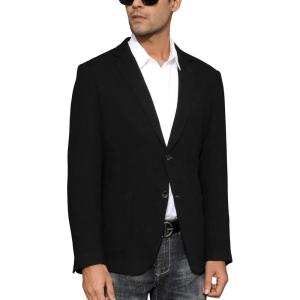 PJ PAUL JONES Men’s Slim Fit Lightweight Linen Jacket Tailored Blazer Sport Coat(Black)
