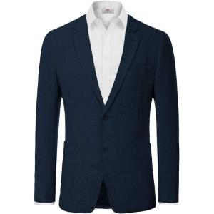 PJ PAUL JONES Men’s Slim Fit Lightweight Linen Jacket Tailored Blazer Sport Coat(Navy)
