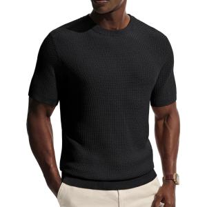 PJ PAUL JONES Men’s T-Shirts Casual Short Sleeve Crewneck Knit Tee Shirts(Black)