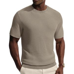 PJ PAUL JONES Men’s T-Shirts Casual Short Sleeve Crewneck Knit Tee Shirts(Khaki)