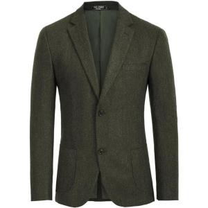 PJ PAUL JONES Mens Tweed Blazer Vintage Wool Blend Blazers Herringbone Two Button Sport Coat(Army Green)