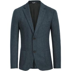 PJ PAUL JONES Mens Tweed Blazer Vintage Wool Blend Blazers Herringbone Two Button Sport Coat(Navy Blue)