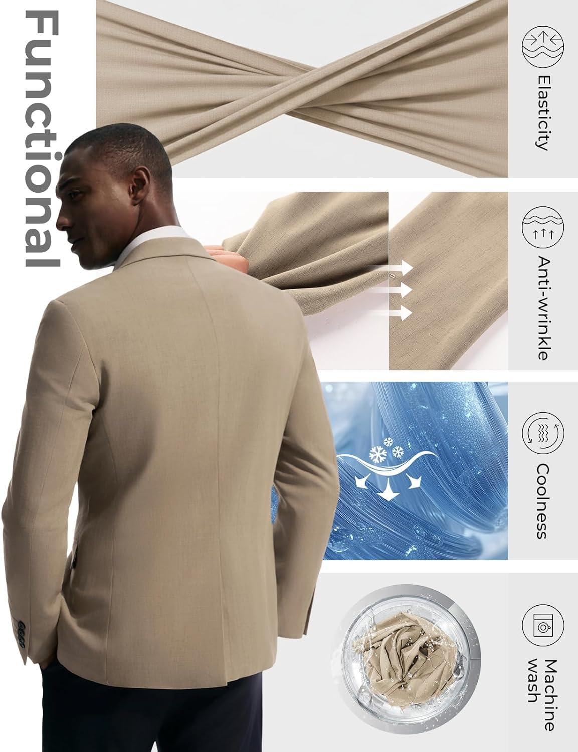 imagePJ PAUL JONES Mens Blazer Casual Lightweight Sports Coat Summer Sport Suit JacketsApricot