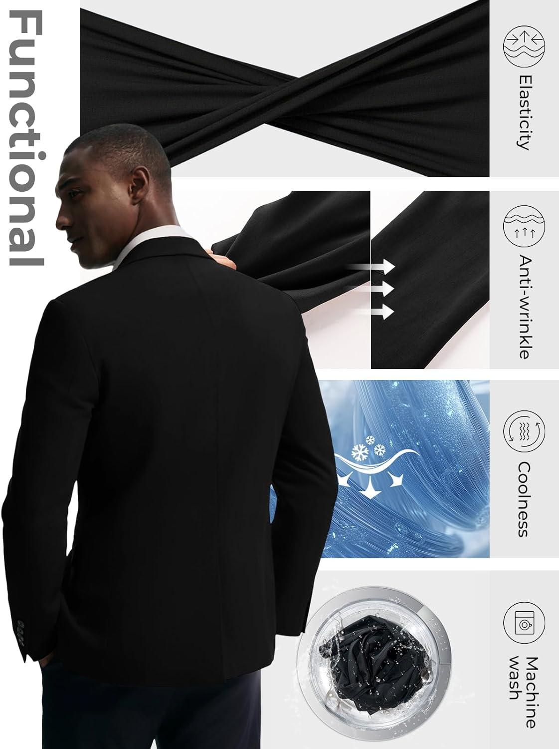 imagePJ PAUL JONES Mens Blazer Casual Lightweight Sports Coat Summer Sport Suit JacketsBlack