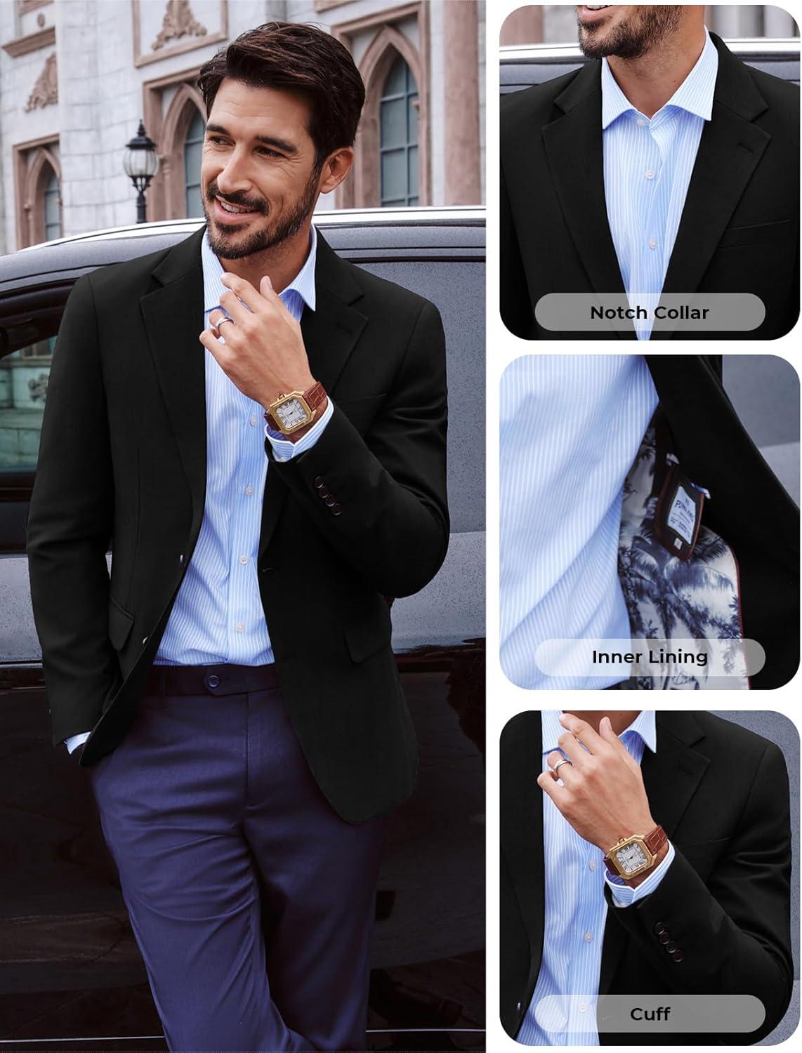 imagePJ PAUL JONES Mens Blazer Casual Lightweight Sports Coat Summer Sport Suit JacketsBlack