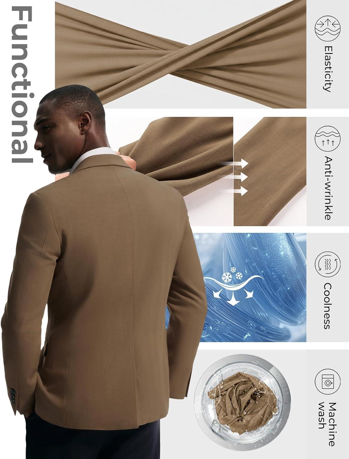 imagePJ PAUL JONES Mens Blazer Casual Lightweight Sports Coat Summer Sport Suit JacketsBrown