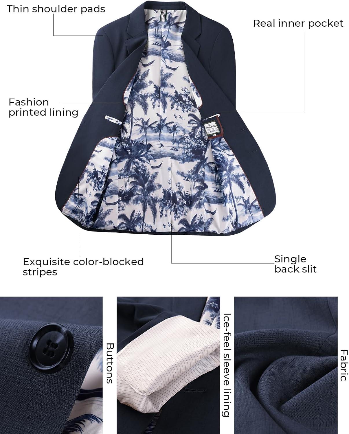 imagePJ PAUL JONES Mens Blazer Casual Lightweight Sports Coat Summer Sport Suit JacketsDark Blue