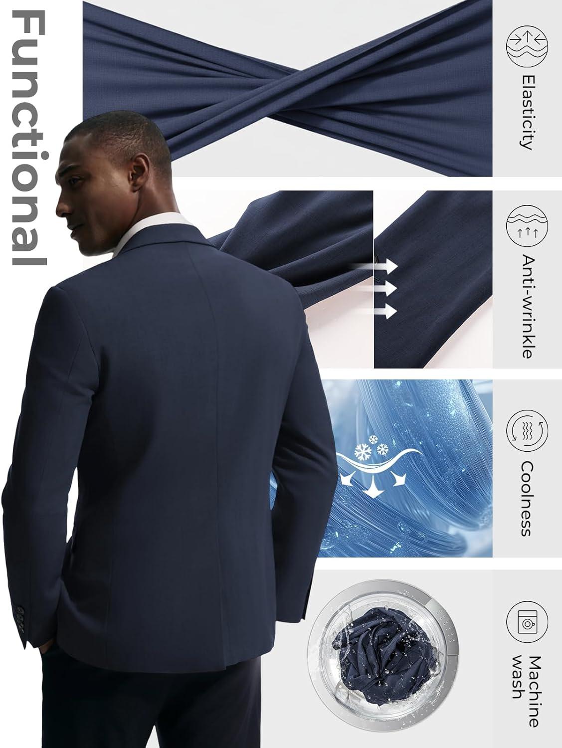 imagePJ PAUL JONES Mens Blazer Casual Lightweight Sports Coat Summer Sport Suit JacketsDark Blue