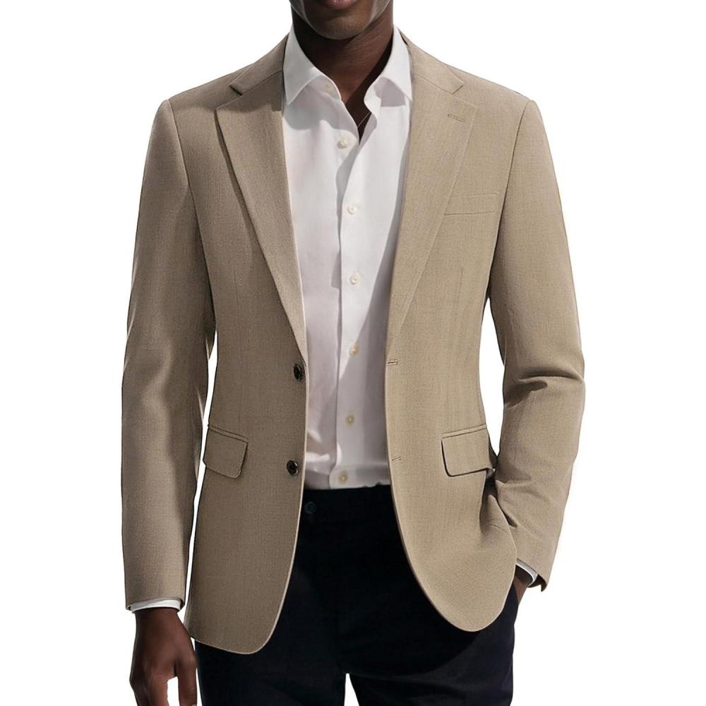 imagePJ PAUL JONES Mens Blazer Casual Lightweight Sports Coat Summer Sport Suit JacketsApricot