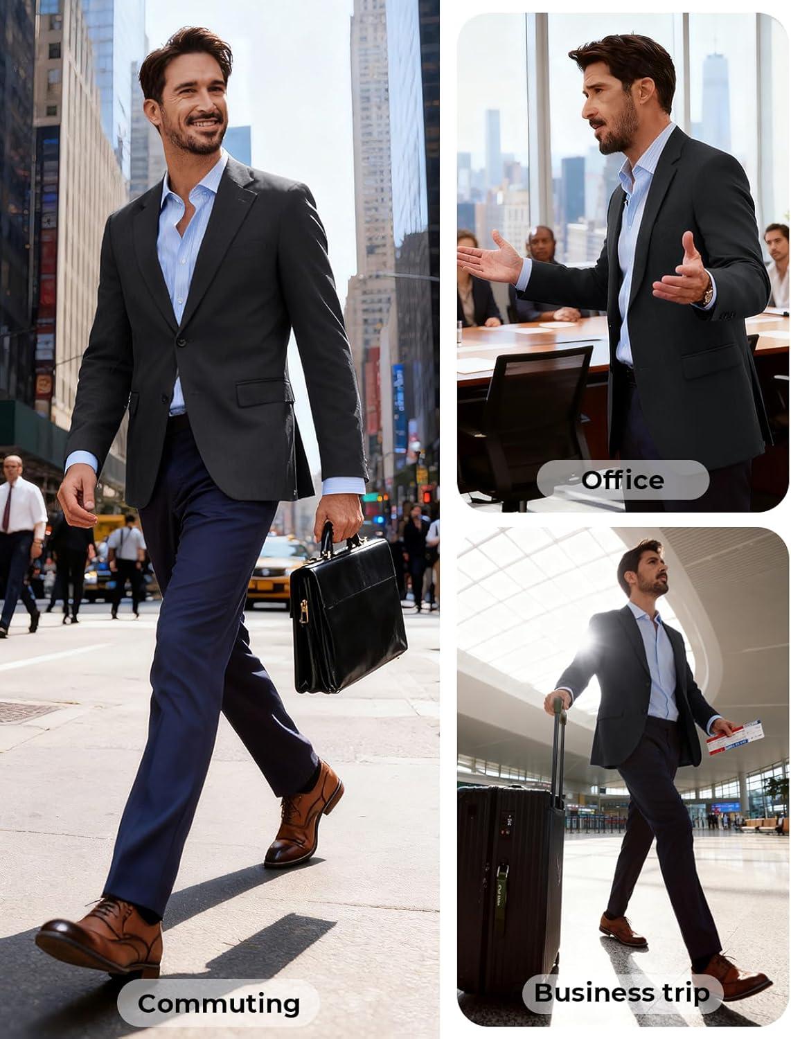 imagePJ PAUL JONES Blazer for Men Classic Lightweight Sports Coat Casual Sport Suit JacketsBlack