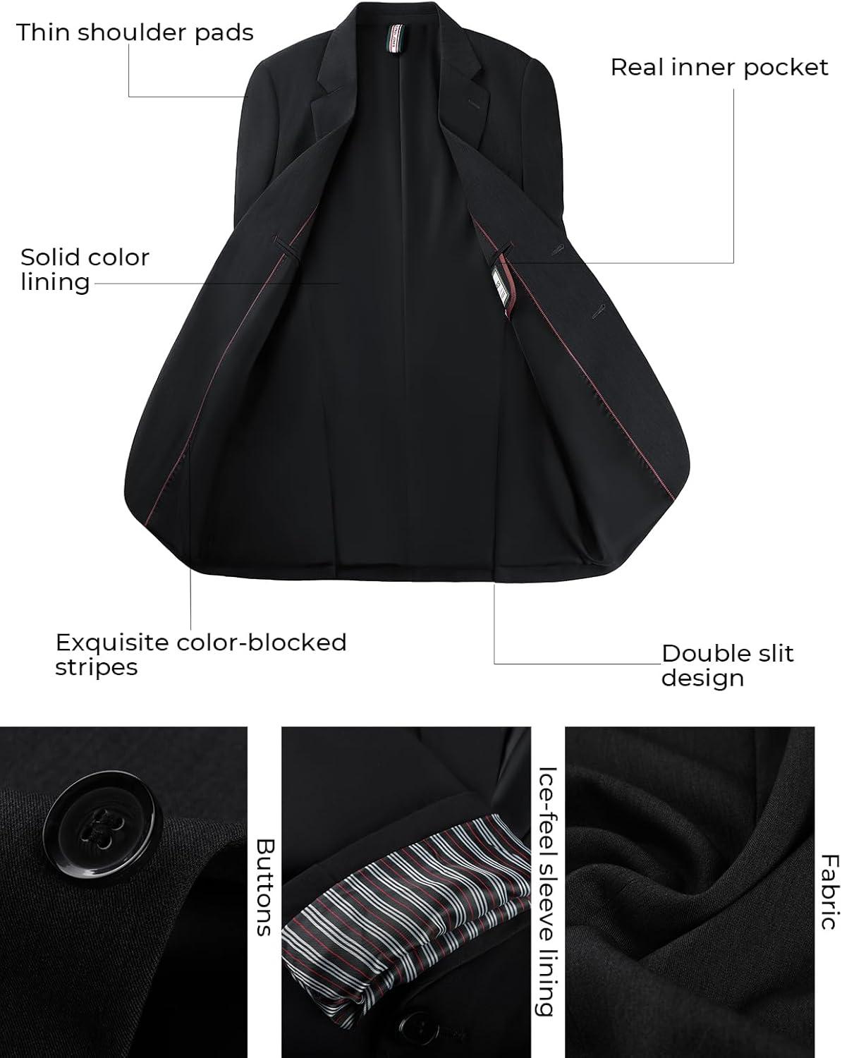 imagePJ PAUL JONES Blazer for Men Classic Lightweight Sports Coat Casual Sport Suit JacketsBlack