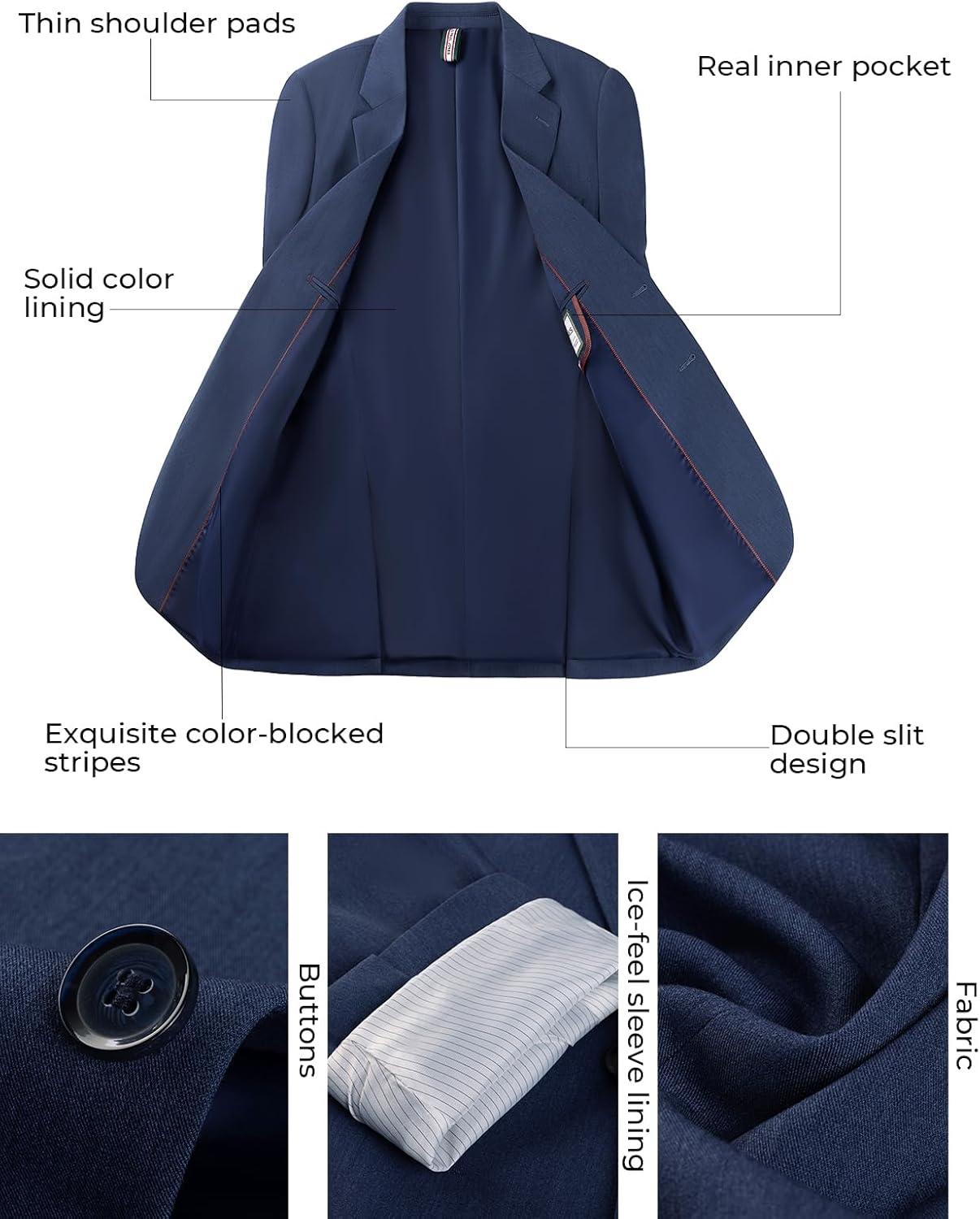 imagePJ PAUL JONES Blazer for Men Classic Lightweight Sports Coat Casual Sport Suit JacketsDark Blue