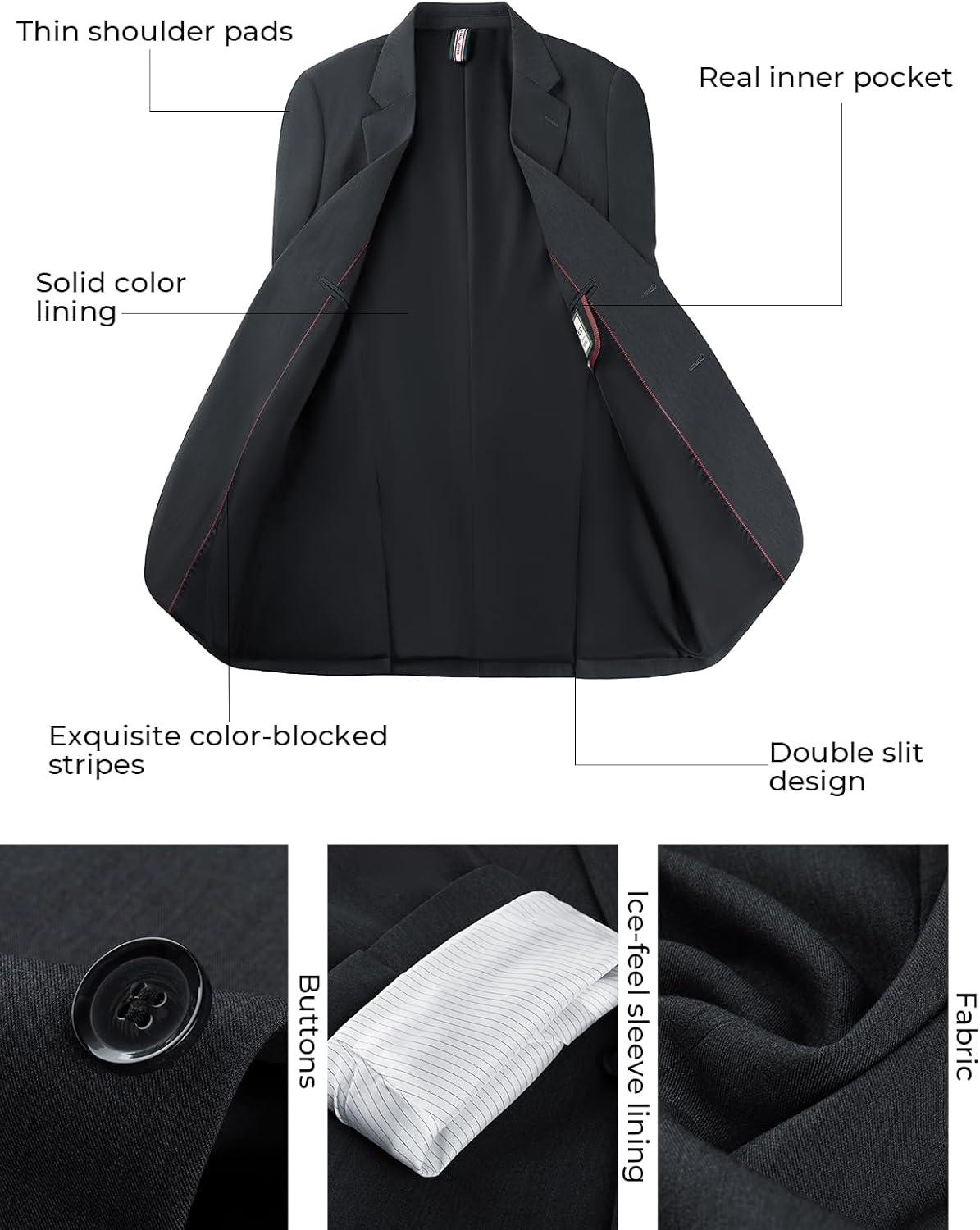 imagePJ PAUL JONES Blazer for Men Classic Lightweight Sports Coat Casual Sport Suit JacketsDark Grey