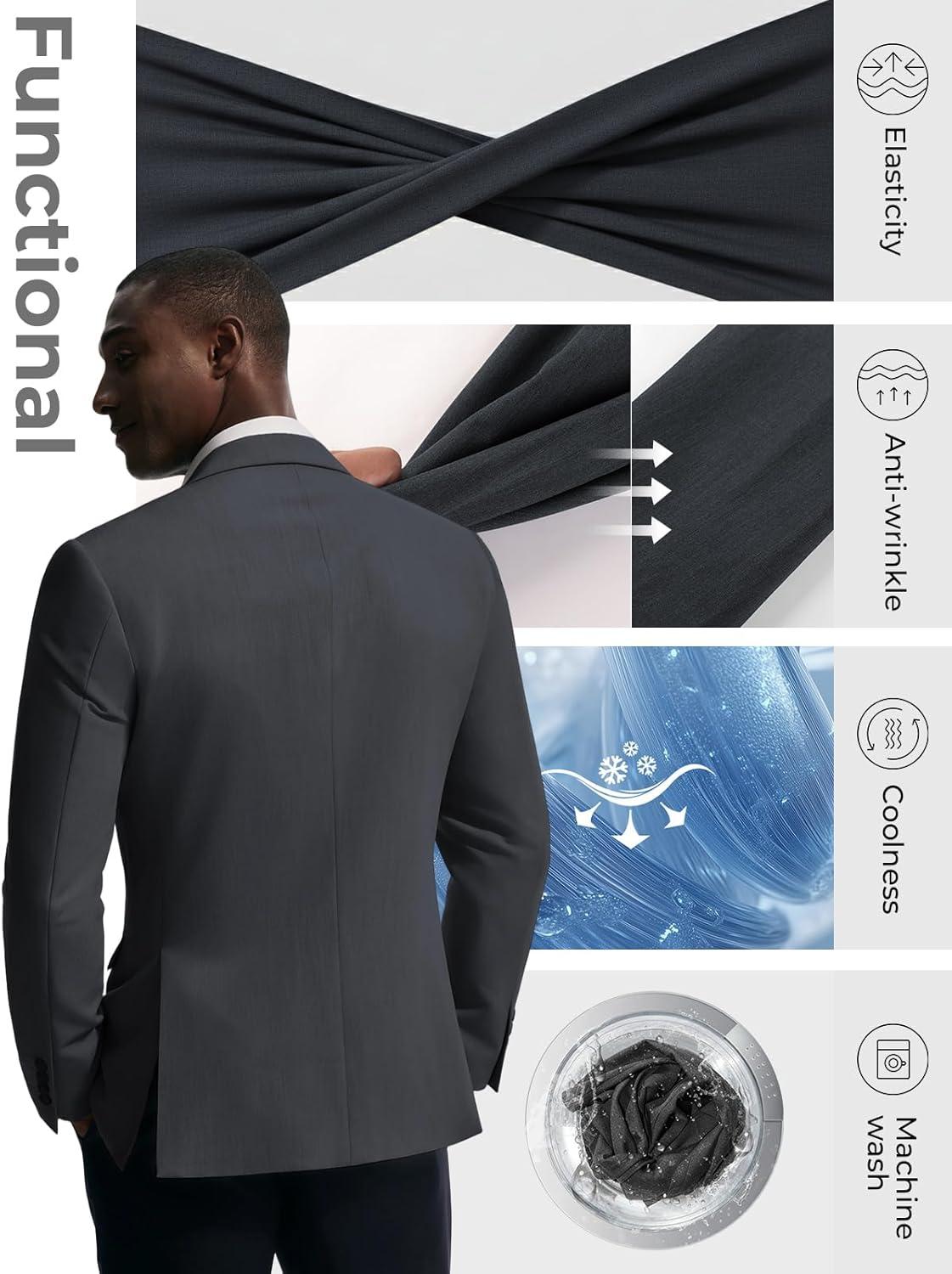 imagePJ PAUL JONES Blazer for Men Classic Lightweight Sports Coat Casual Sport Suit JacketsDark Grey