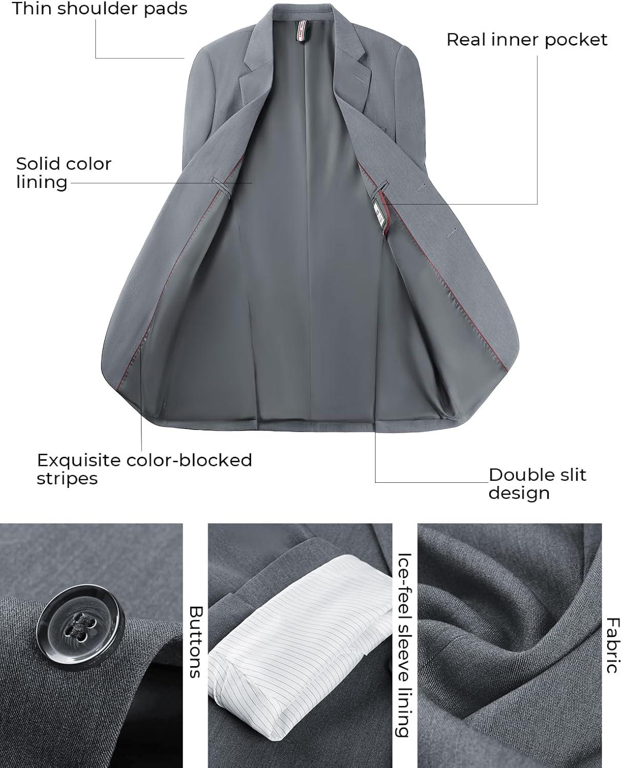 imagePJ PAUL JONES Blazer for Men Classic Lightweight Sports Coat Casual Sport Suit JacketsGrey