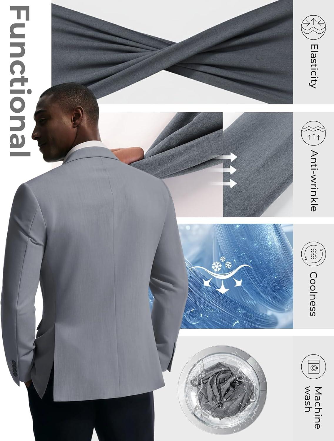 imagePJ PAUL JONES Blazer for Men Classic Lightweight Sports Coat Casual Sport Suit JacketsGrey