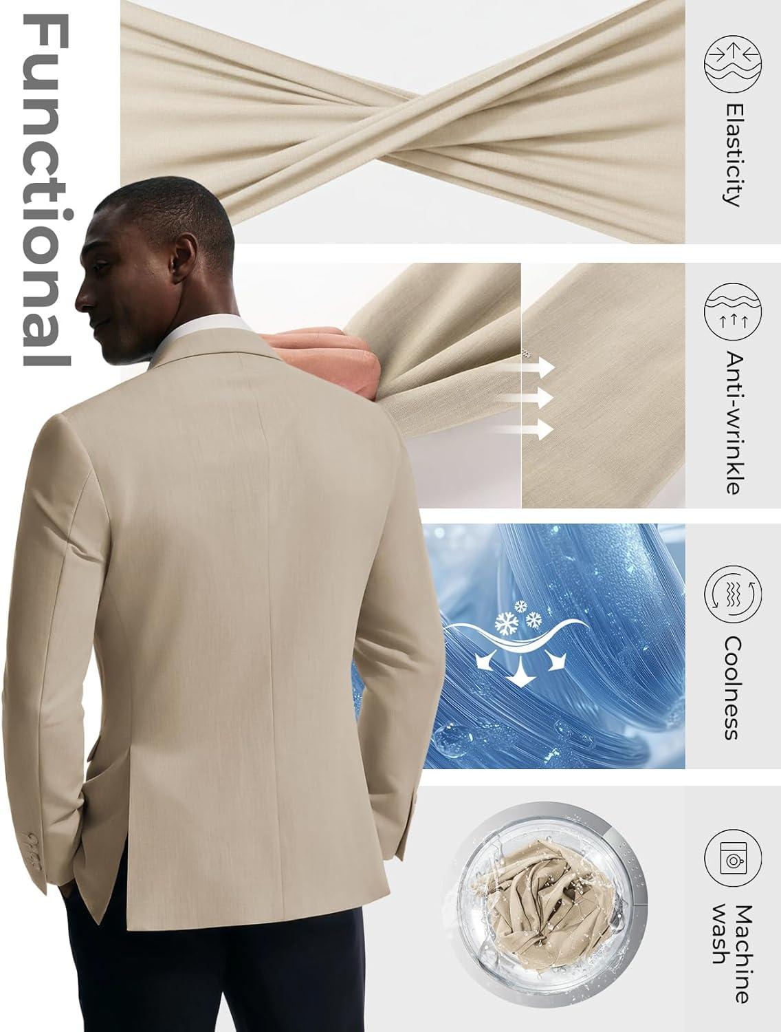 imagePJ PAUL JONES Blazer for Men Classic Lightweight Sports Coat Casual Sport Suit JacketsKhaki