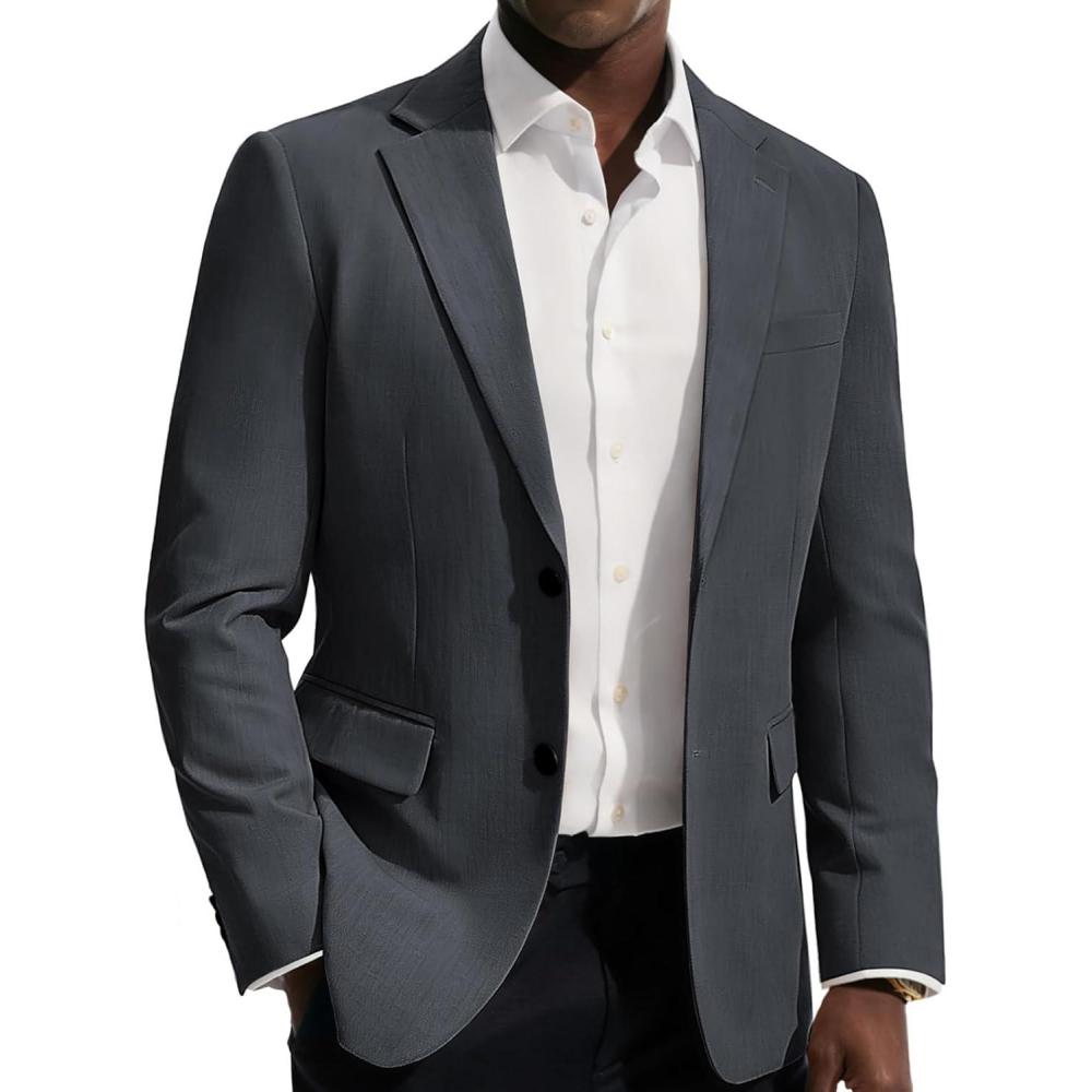 imagePJ PAUL JONES Blazer for Men Classic Lightweight Sports Coat Casual Sport Suit JacketsDark Grey