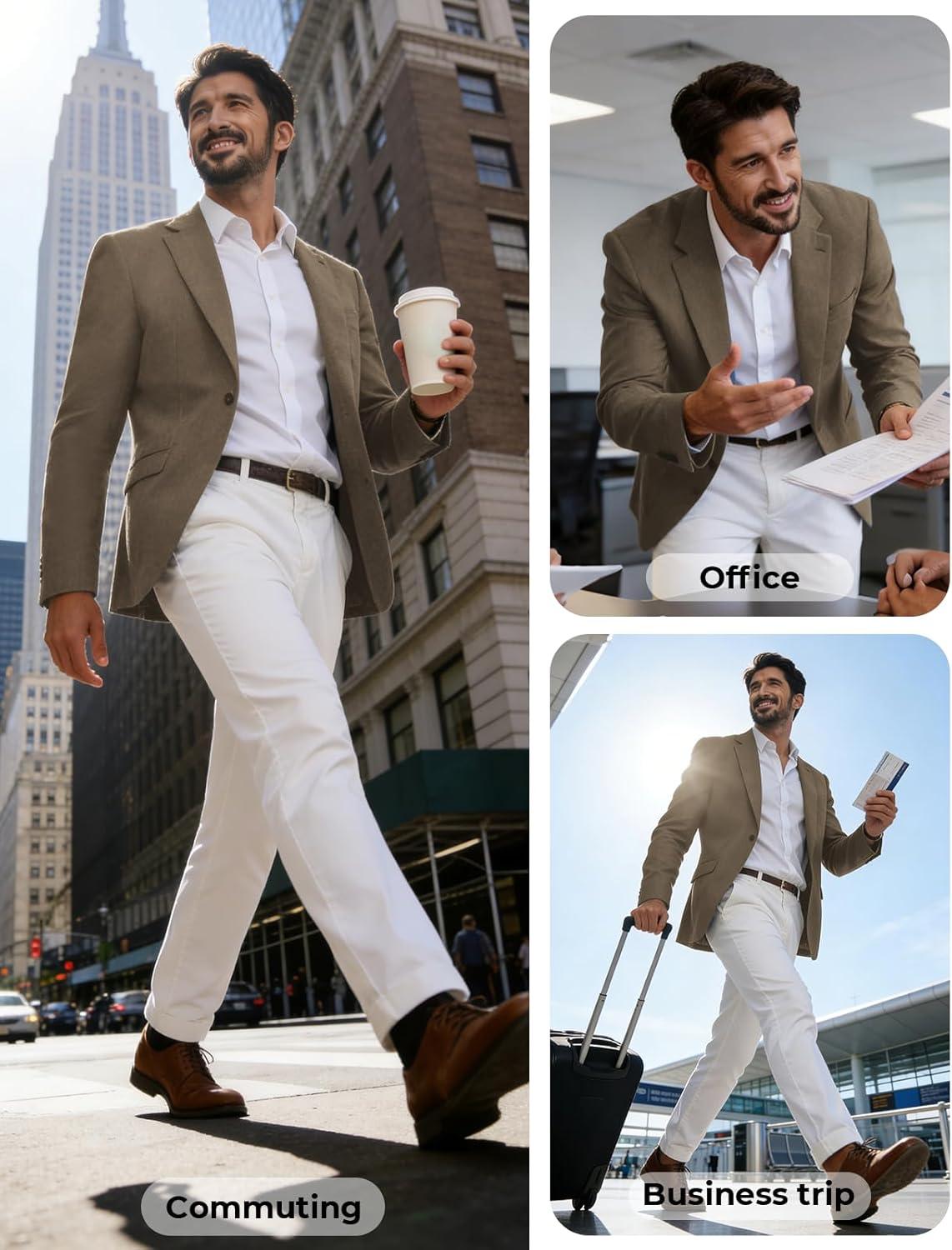 imagePJ PAUL JONES Mens Casual Blazer One Button Sport Coats Lightweight Business Suit JacketCoffee