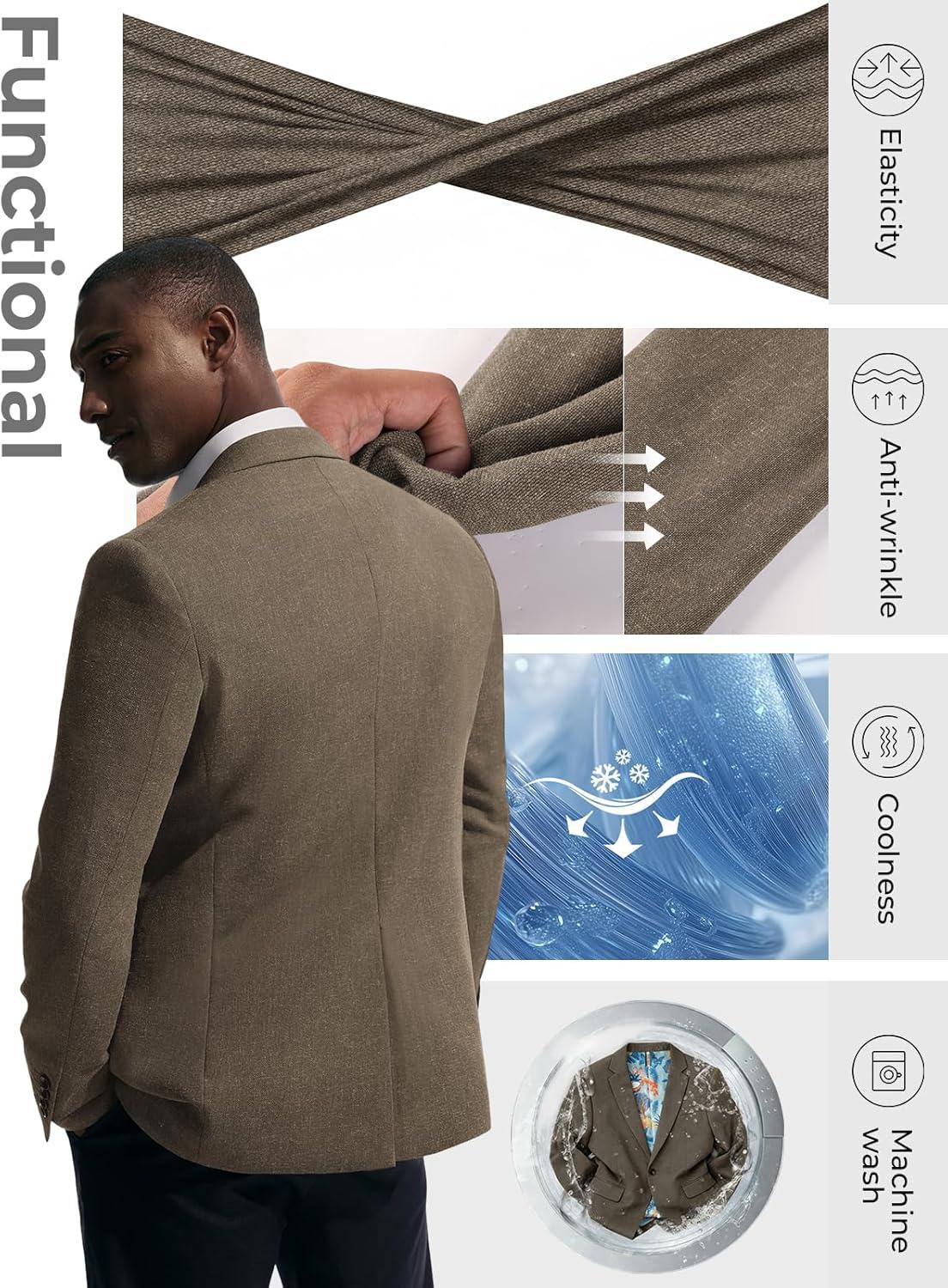 imagePJ PAUL JONES Mens Casual Blazer One Button Sport Coats Lightweight Business Suit JacketCoffee