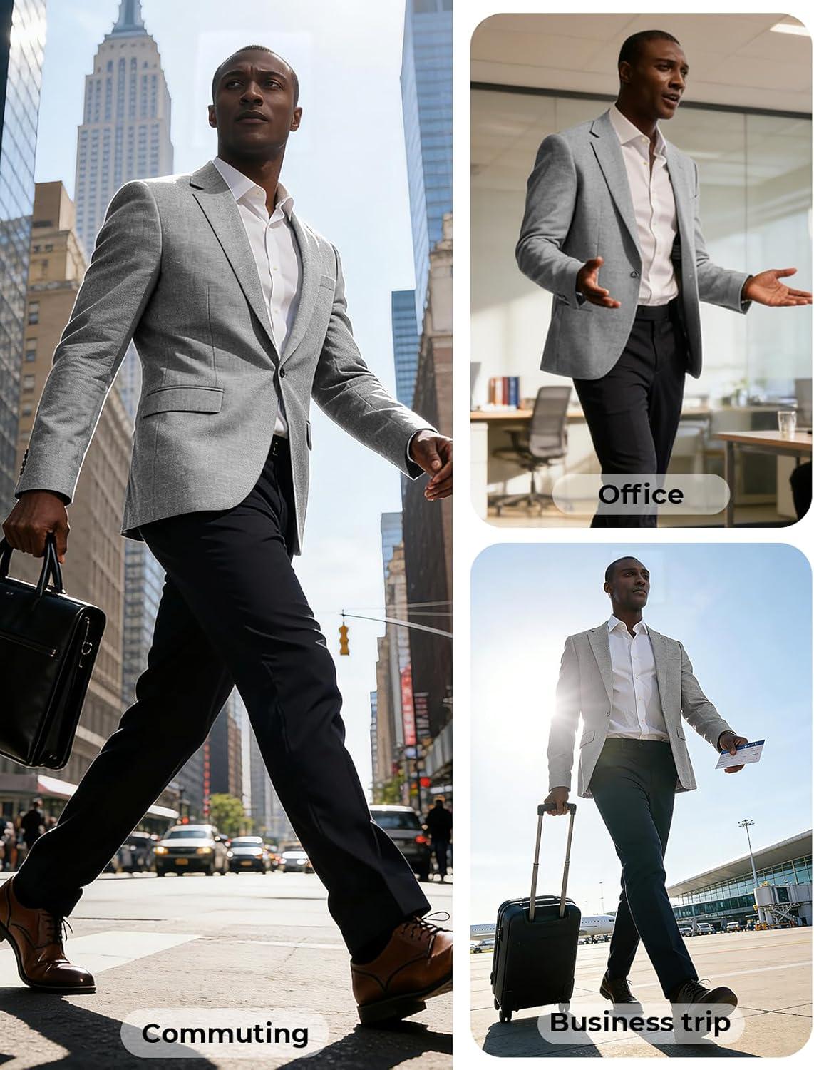 imagePJ PAUL JONES Mens Casual Blazer One Button Sport Coats Lightweight Business Suit JacketGrey