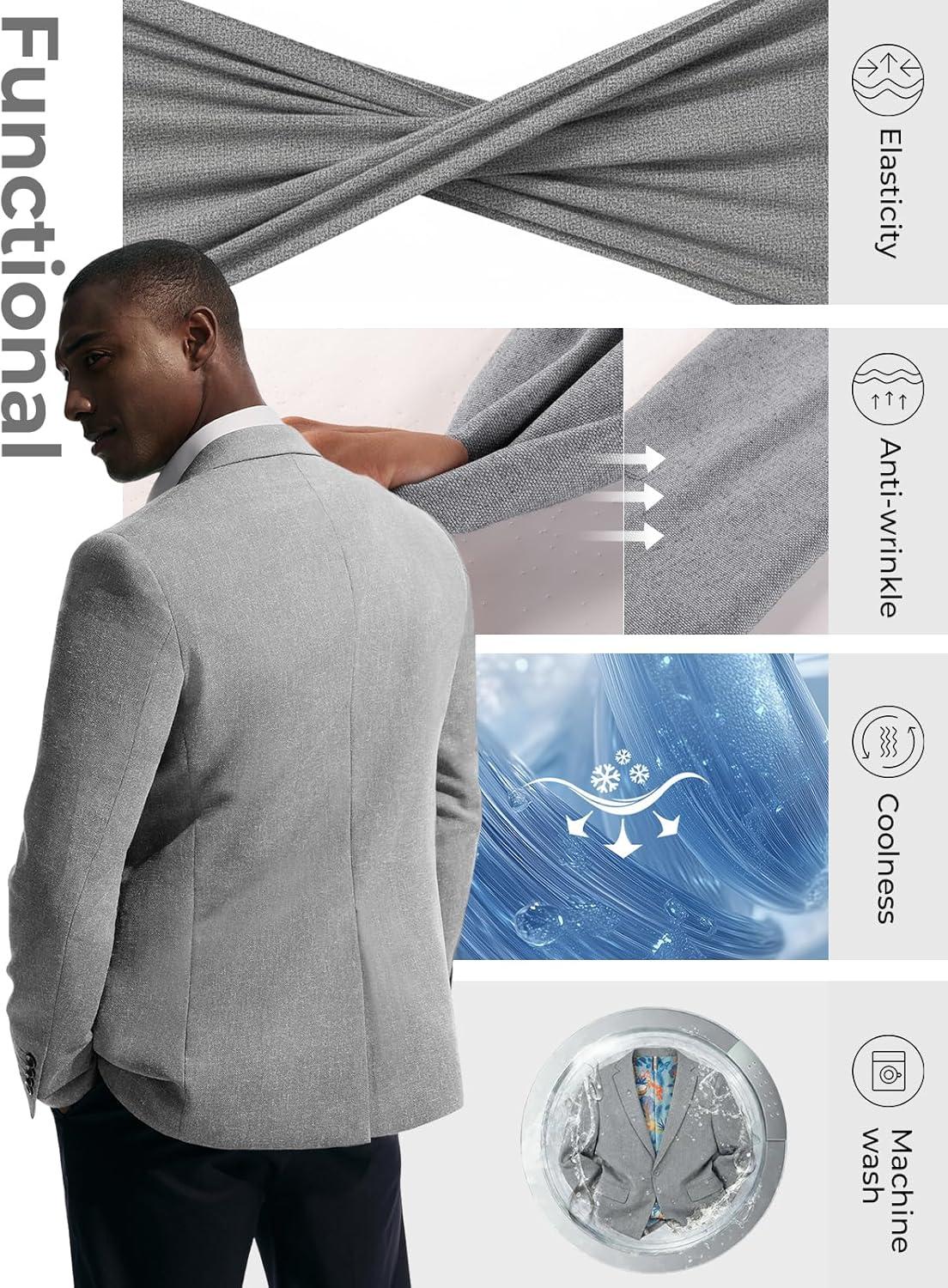 imagePJ PAUL JONES Mens Casual Blazer One Button Sport Coats Lightweight Business Suit JacketGrey
