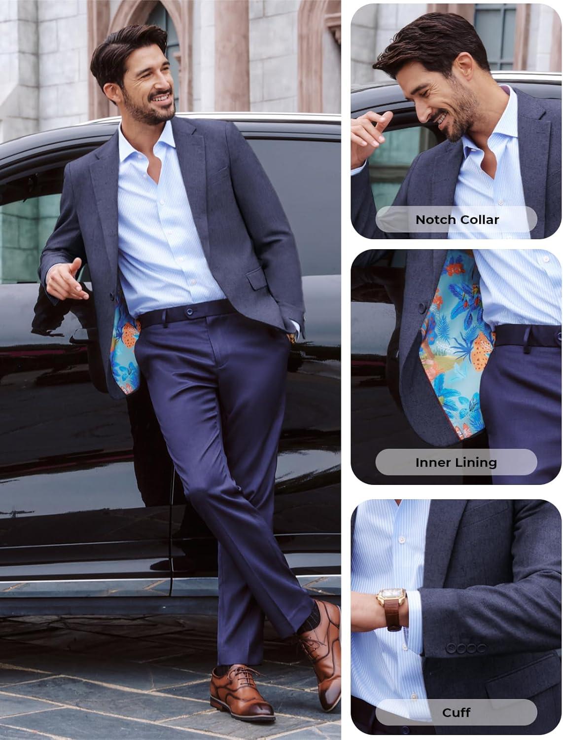 imagePJ PAUL JONES Mens Casual Blazer One Button Sport Coats Lightweight Business Suit JacketNavy Blue