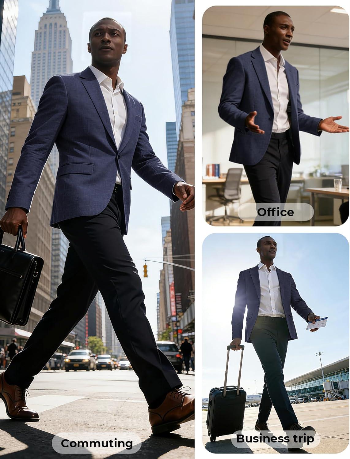 imagePJ PAUL JONES Mens Casual Blazer One Button Sport Coats Lightweight Business Suit JacketNavy Blue