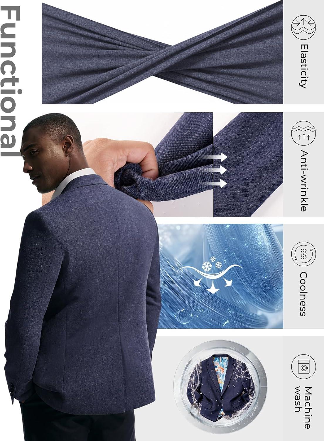 imagePJ PAUL JONES Mens Casual Blazer One Button Sport Coats Lightweight Business Suit JacketNavy Blue