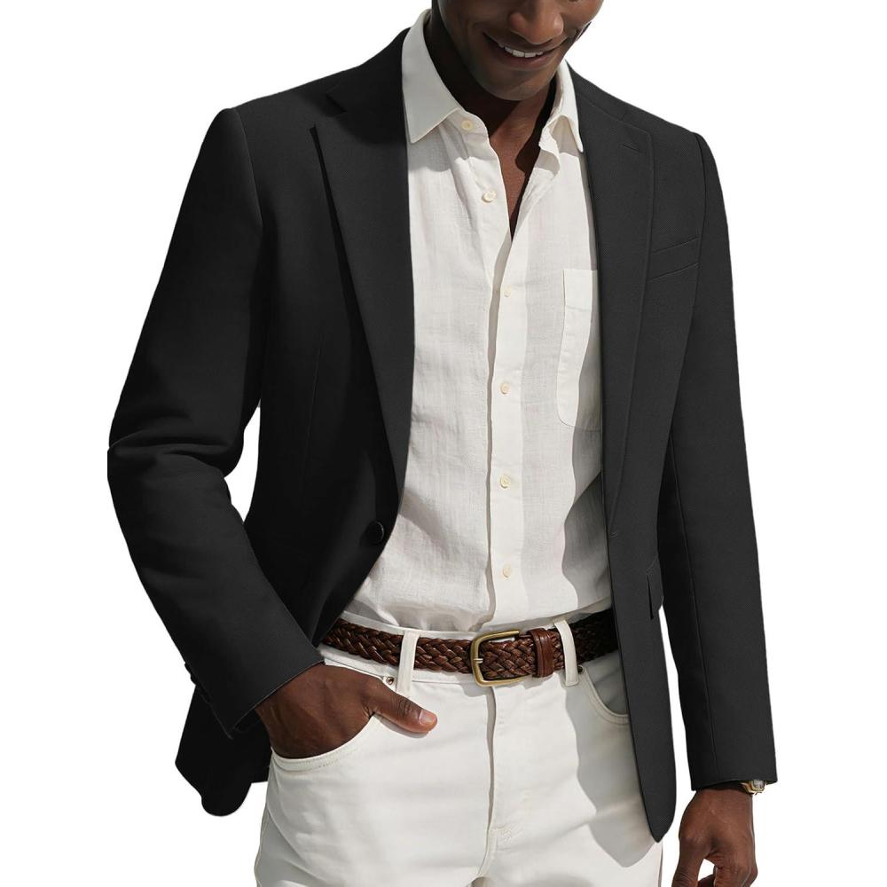 imagePJ PAUL JONES Mens Casual Blazer One Button Sport Coats Lightweight Business Suit JacketBlack