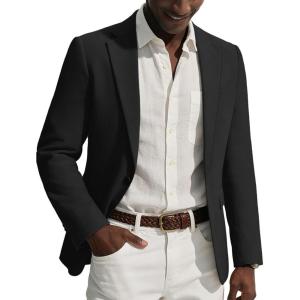 PJ PAUL JONES Mens Casual Blazer One Button Sport Coats Lightweight Business Suit Jacket(Black)