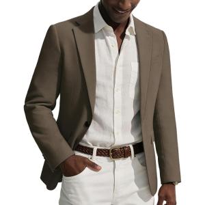 PJ PAUL JONES Mens Casual Blazer One Button Sport Coats Lightweight Business Suit Jacket(Coffee)