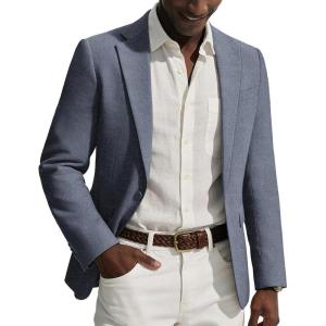 PJ PAUL JONES Mens Casual Blazer One Button Sport Coats Lightweight Business Suit Jacket(Denim Blue)