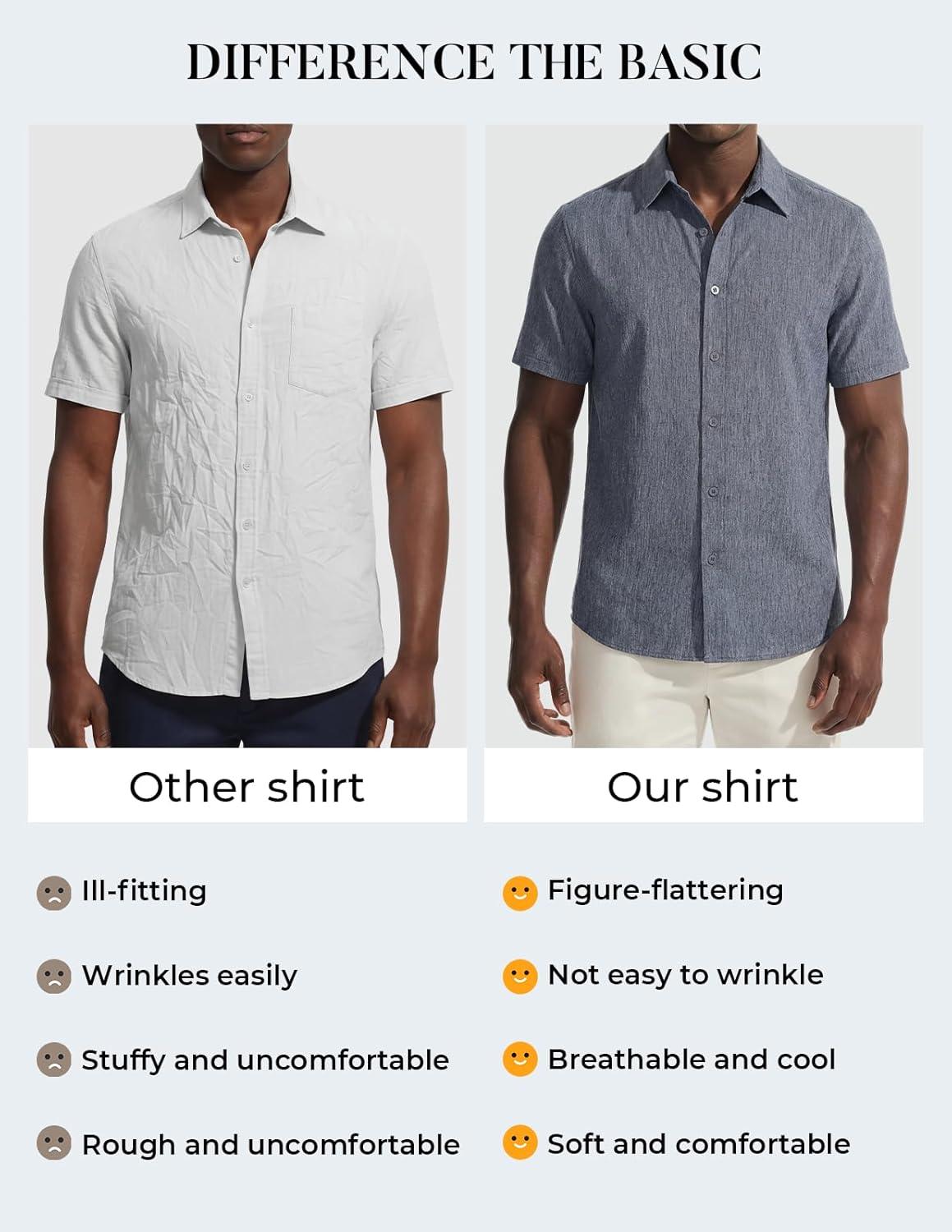 imagePJ PAUL JONES Mens Button Down Short Sleeve Shirt Casual Linen Summer Beach Vacation Shirts for MenBlack