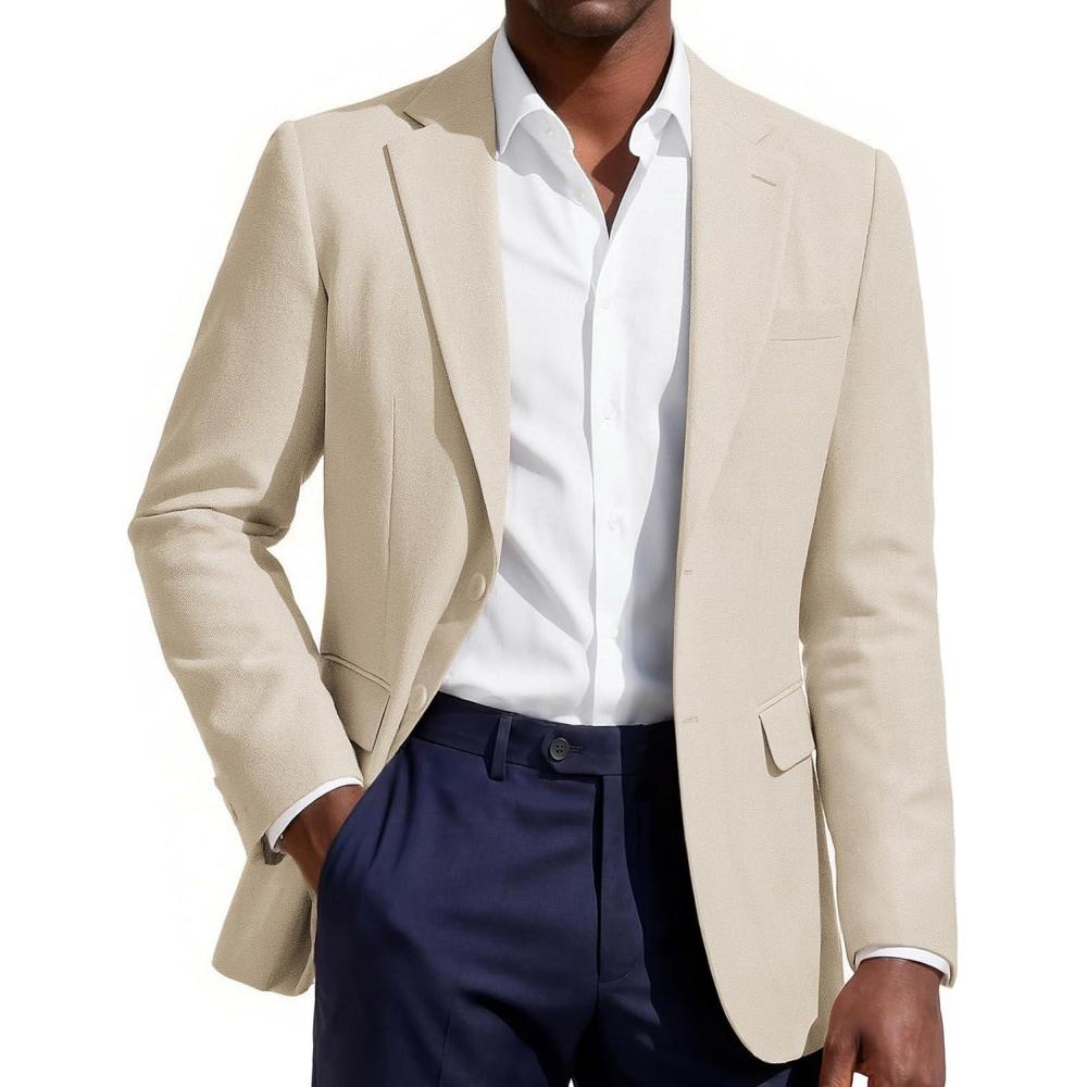 imagePJ PAUL JONES Mens Blazer Casual Sport Coat TwoButton Suit Jackets Lightweight Sport Coats BlazerApricot