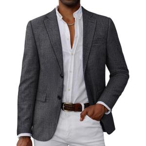 PJ PAUL JONES Men’s Blazer Casual Sport Coat Two-Button Suit Jackets Lightweight Sport Coats Blazer(Charcoal Black)