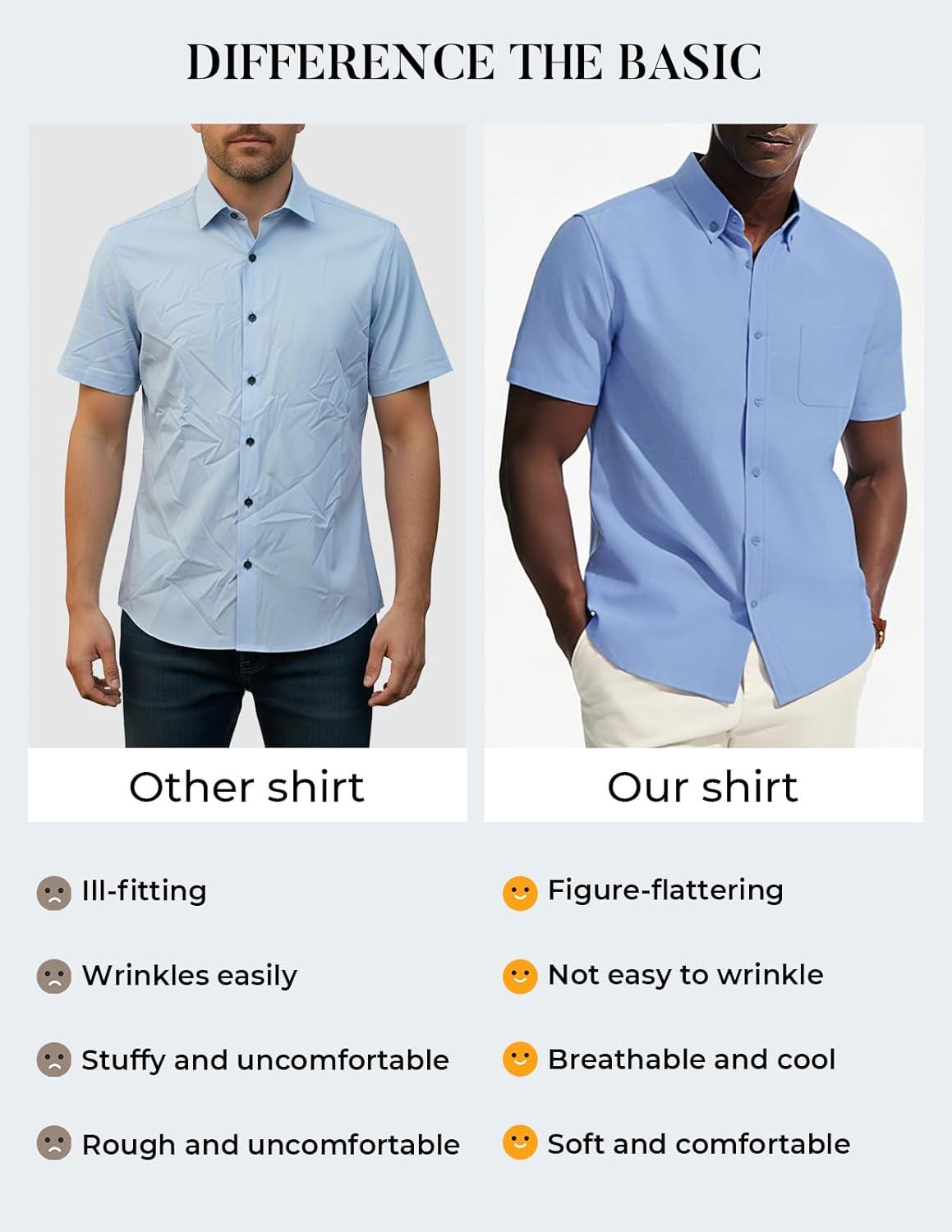 imagePJ PAUL JONES Mens Dress Shirts Oxford Button Down Shirt Short Sleeve Business Casual Untucked Shirts with PocketWhite