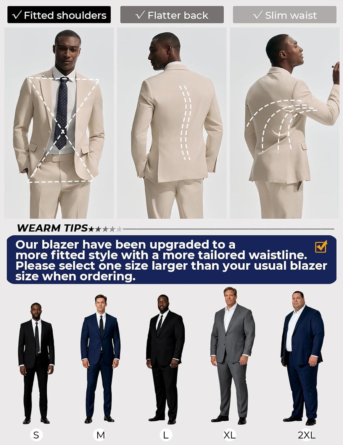 imagePJ PAUL JONES Mens Suit 2 Piece Classic Fit Suits Two Button Casual Blazer Suit Sets Business Dress Suit Party WedddingApricot