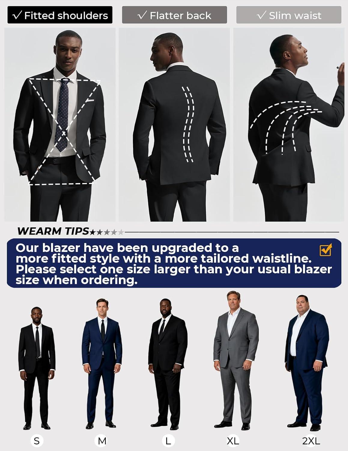 imagePJ PAUL JONES Mens Suit 2 Piece Classic Fit Suits Two Button Casual Blazer Suit Sets Business Dress Suit Party WedddingBlack