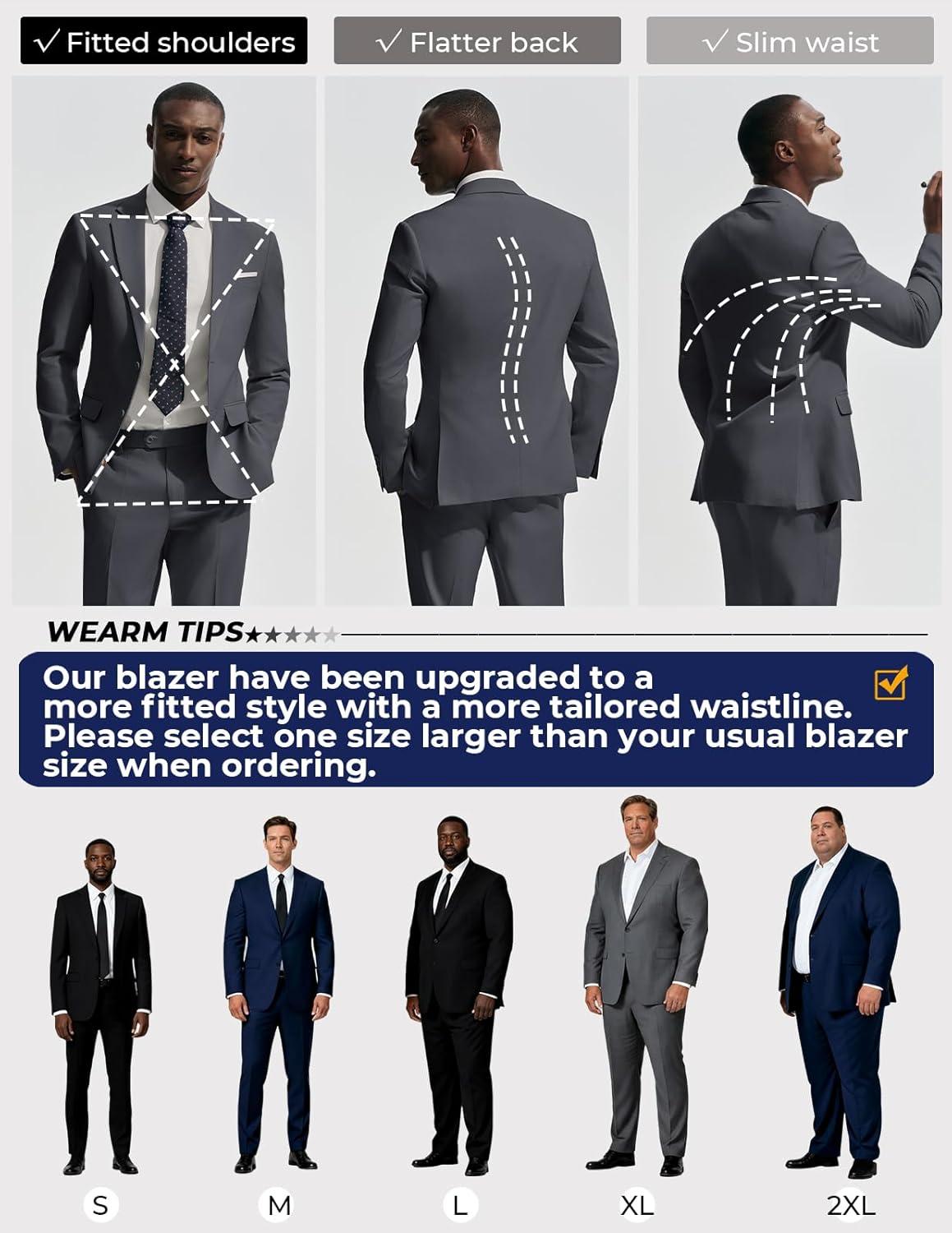 imagePJ PAUL JONES Mens Suit 2 Piece Classic Fit Suits Two Button Casual Blazer Suit Sets Business Dress Suit Party WedddingGrey