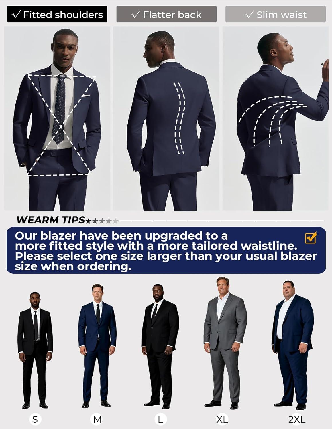 imagePJ PAUL JONES Mens Suit 2 Piece Classic Fit Suits Two Button Casual Blazer Suit Sets Business Dress Suit Party WedddingNavy Blue