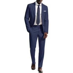 PJ PAUL JONES Mens Suit 2 Piece Classic Fit Suits Two Button Casual Blazer Suit Sets Business Dress Suit Party Weddding(Blue)