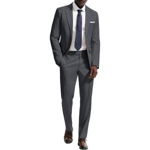 PJ PAUL JONES Mens Suit 2 Piece Classic Fit Suits Two Button Casual Blazer Suit Sets Business Dress Suit Party Weddding(Grey)