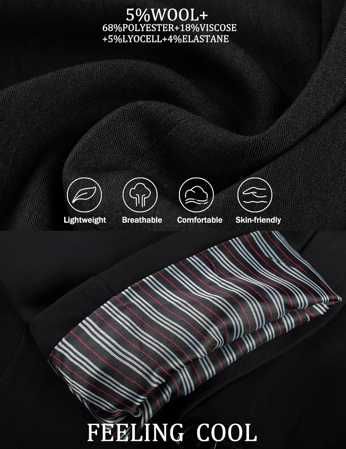 image:imagePJ PAUL JONES Blazer for Men Classic Sport Coat Casual Suit Jackets Slim FitBlack