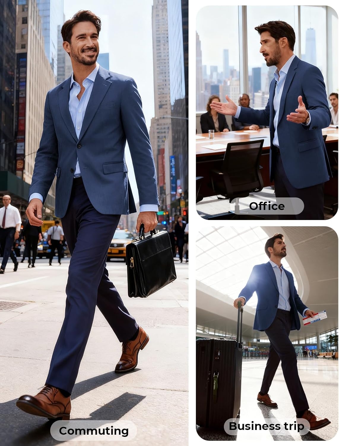 image:imagePJ PAUL JONES Blazer for Men Classic Sport Coat Casual Suit Jackets Slim FitDark Blue